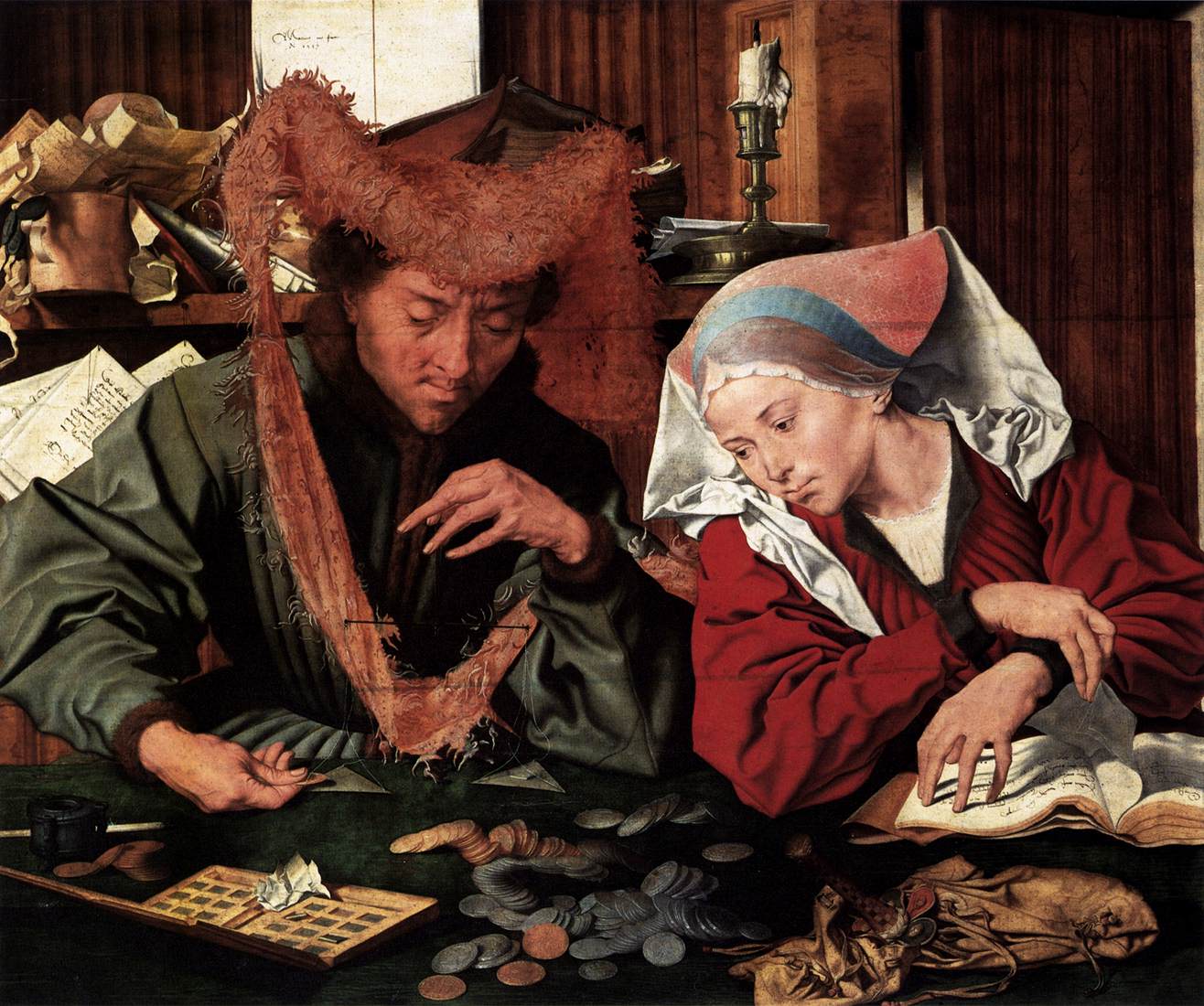 The Moneychanger And His Wife by Marinus van Reymerswaele
